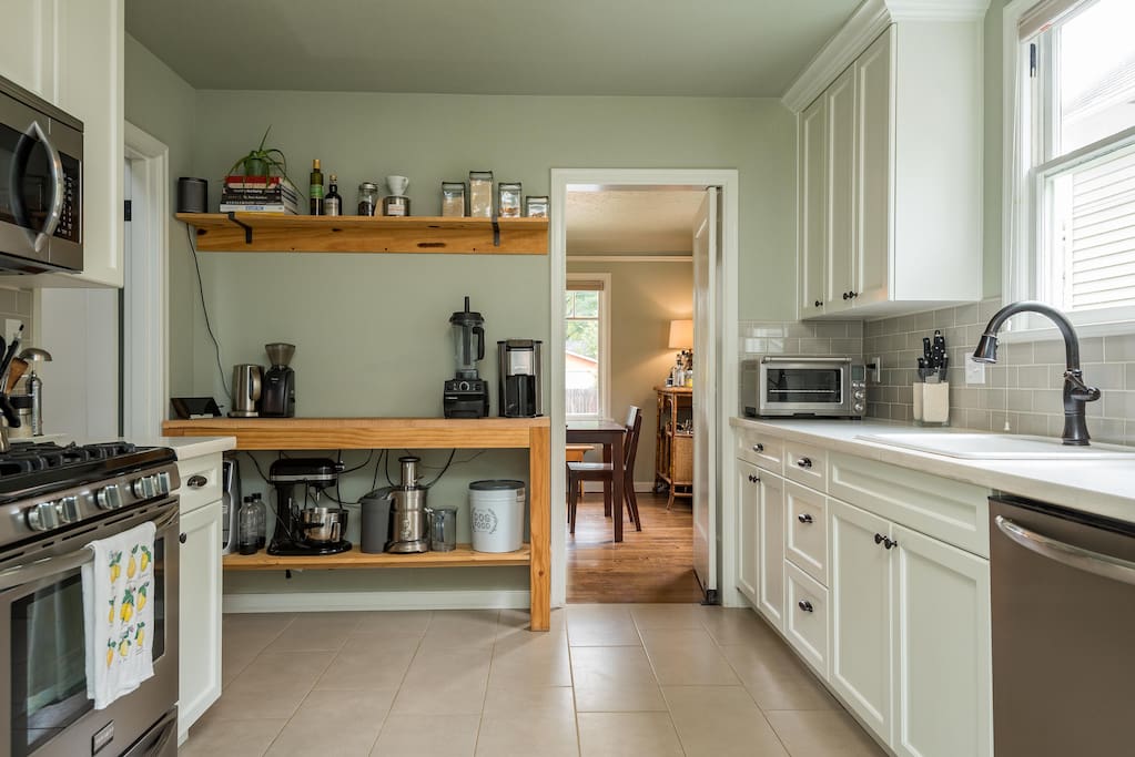 Kitchen with lots of appliances