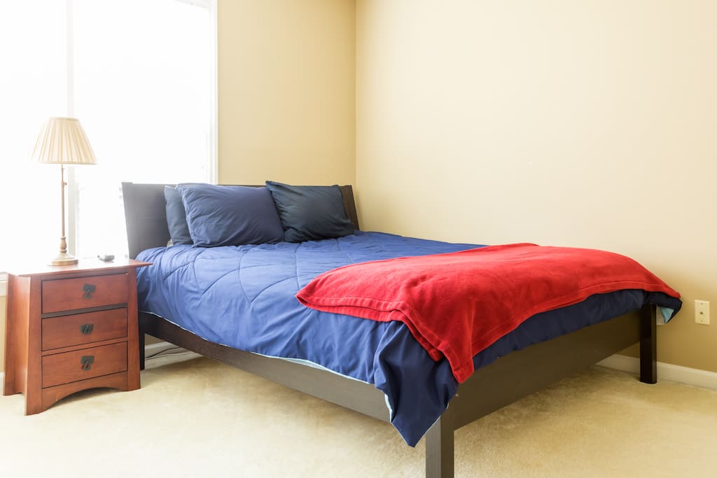 Real bed, dresser, lamp