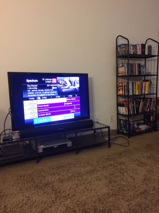 Bigscreen TV and premium cable package with hundreds of channels