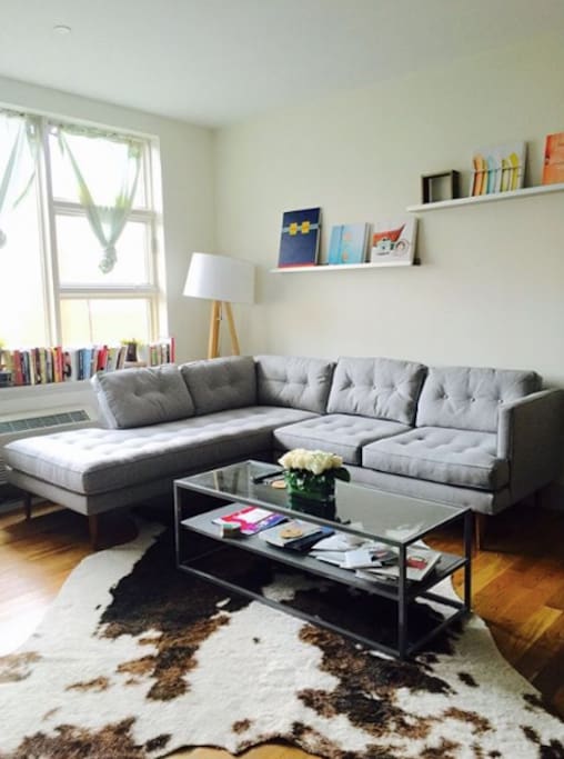 Couch that's across from the TV