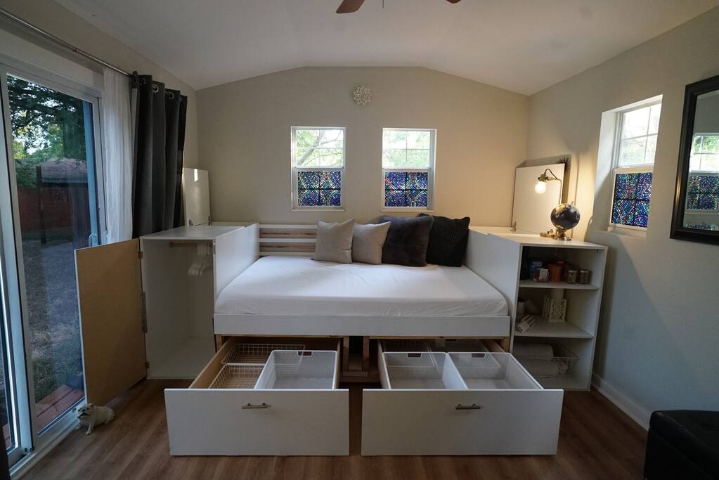 You have access to plenty of storage during your stay!
All custom built to take advantage of the space.