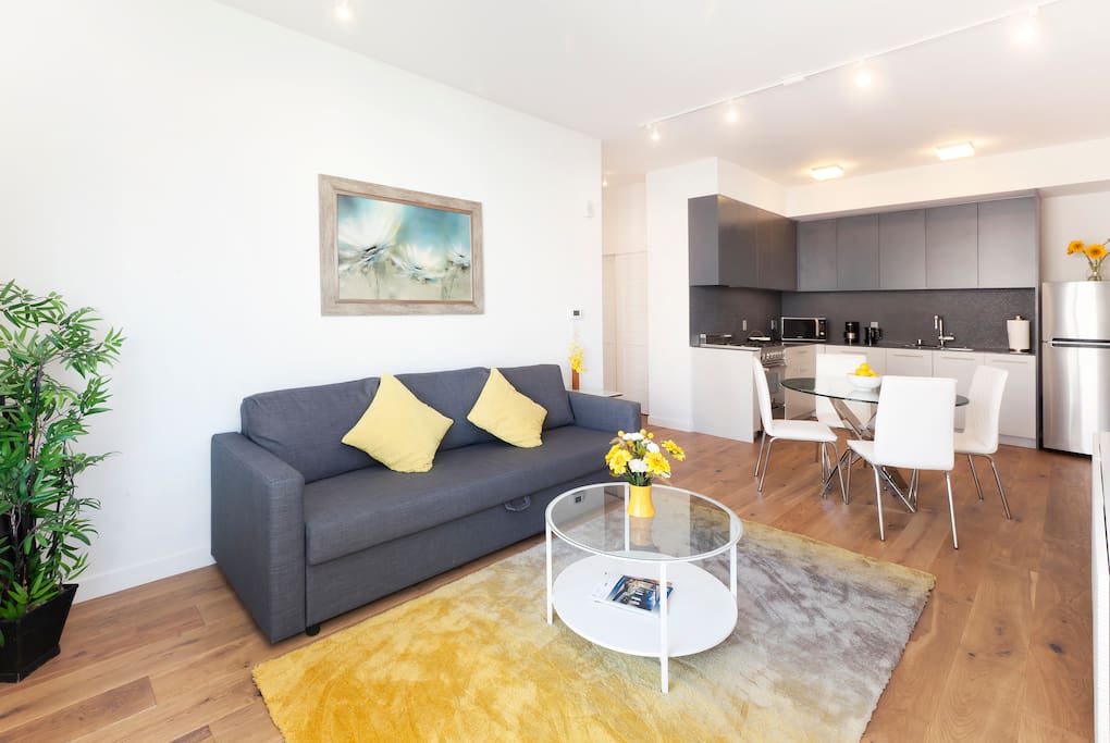 Living room and dining area