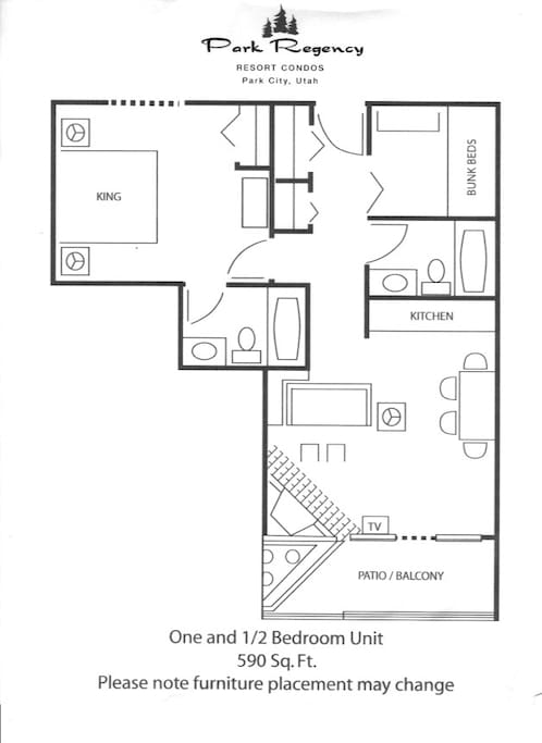 Master suite, bunk room, 2 Bathrooms and living area with patio or balcony. Sleeps Maximum of 6 people.