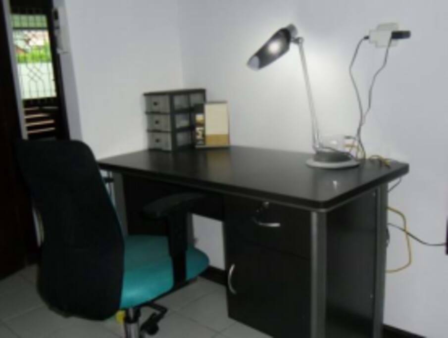 Full-sized work desk. Free internet.