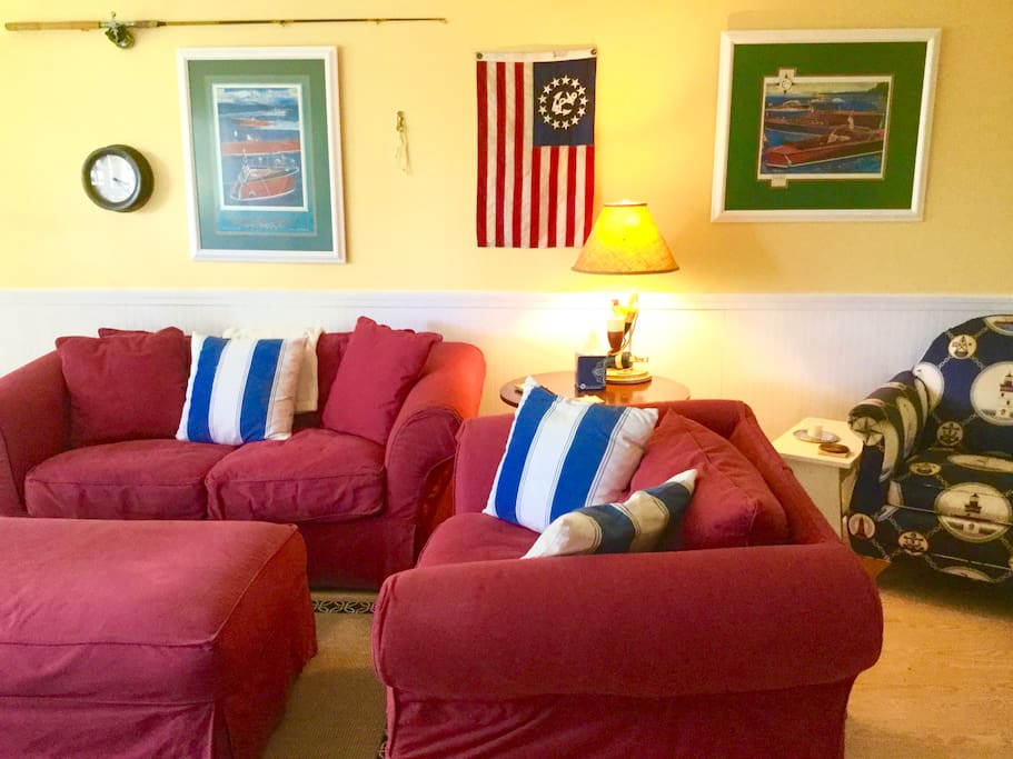 living room with 55" smart TV