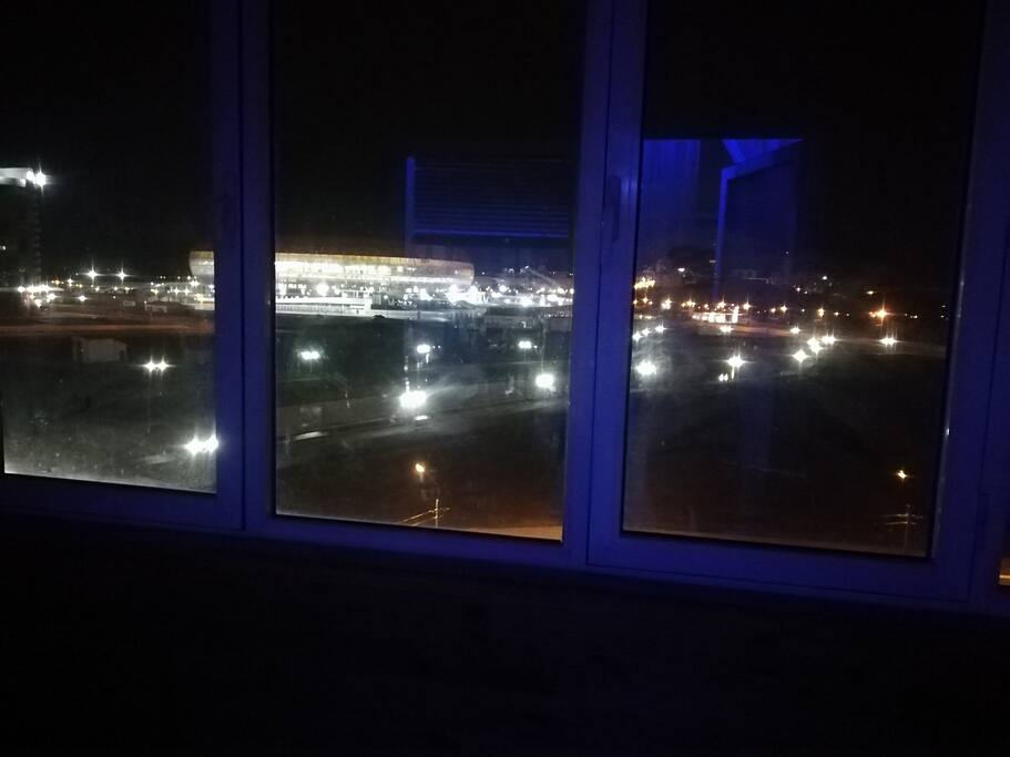 view from the window to the stadium