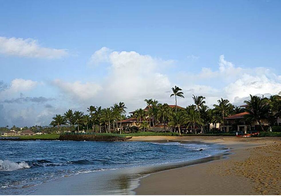Poipu Beach view of resort
