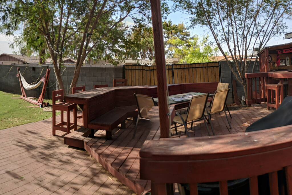Backyard and deck outside the casita.