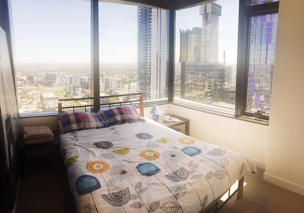 Your private room on the 41st floor! Comes with a very comfy bed, a private bathroom and amazing views.