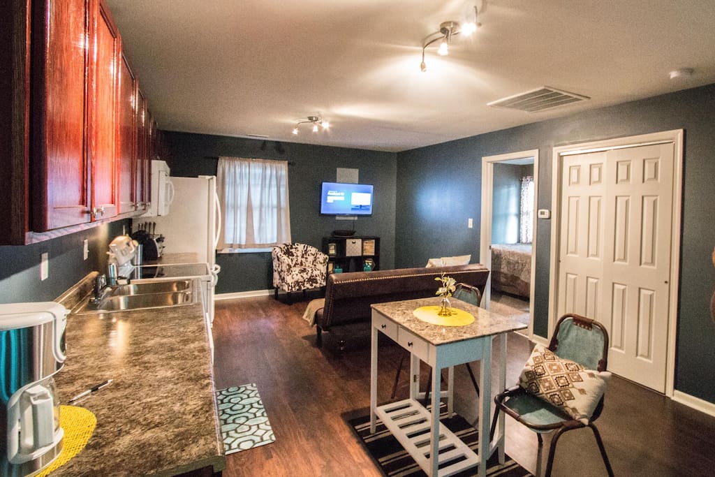 Open concept living space makes this modern carriage house super cozy!