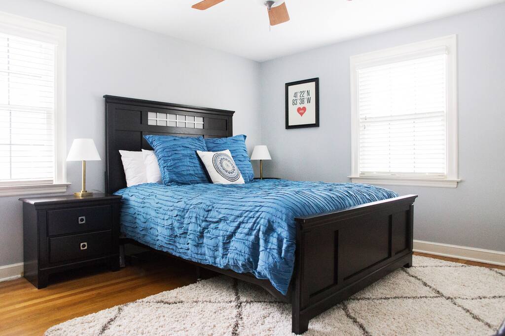 Master bedroom with queen bed