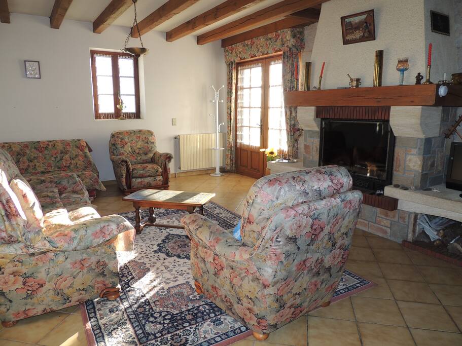 Salon avec cheminée