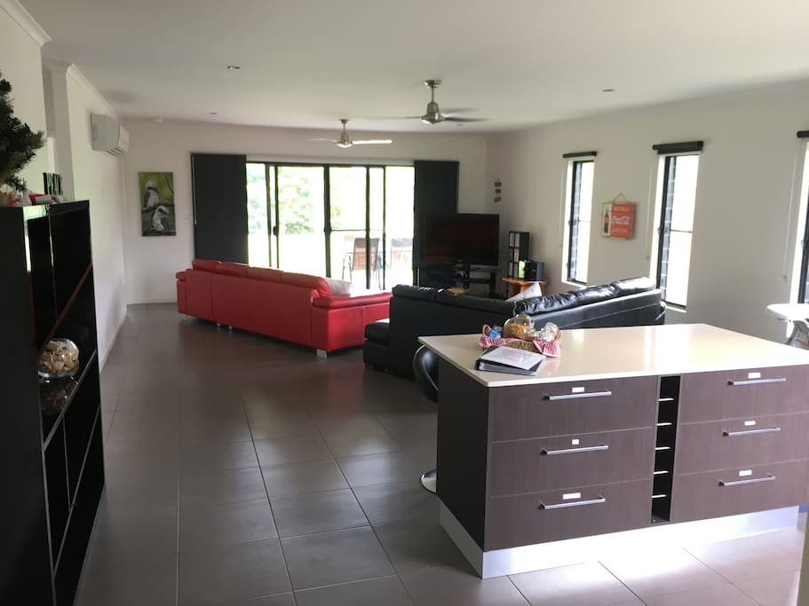 Kitchen and living area.