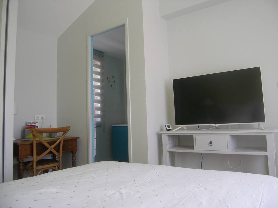 Chambre équipée WiFi et Intranet, Télévision TNT 102 cm, lecteur DVD.