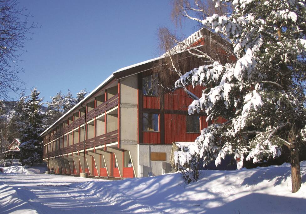 Fasade leilighetsbygg vinter