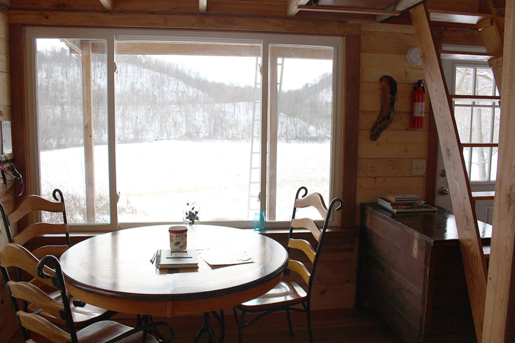 Your view from the dining room table. A great place to watch grazing deer and turkeys, or geese, hawks, ducks and bald eagles flying up and down Buffalo Creek.