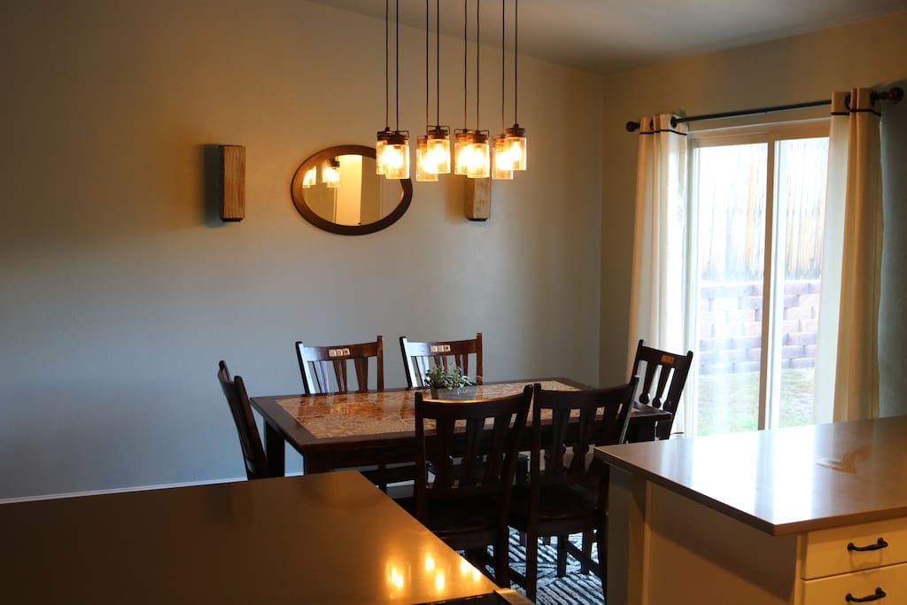 Dining room with back yard access.