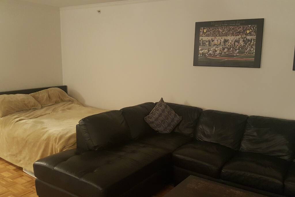 Queen Bed and Sofa with Chaise Lounge