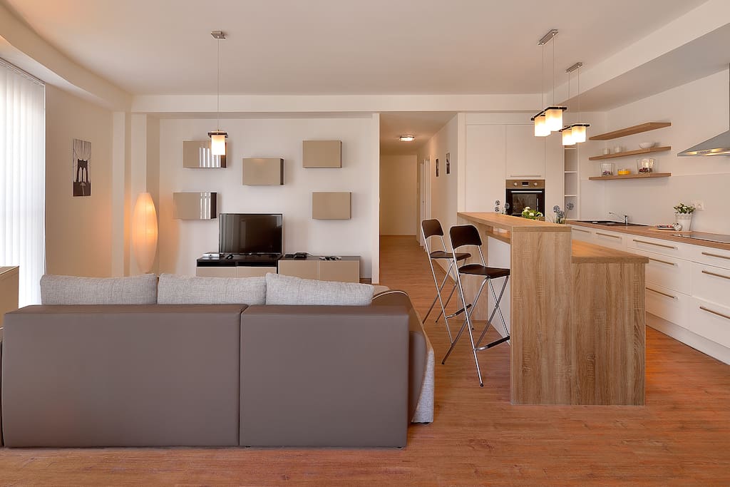 Living room and kitchen