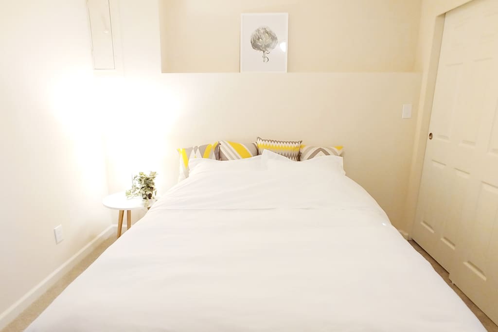 Bright white fresh linens with modern accents