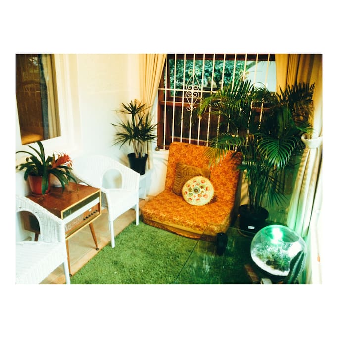 The Green Room - full of light and beautiful indoor plants. This space is cosy and relaxing.