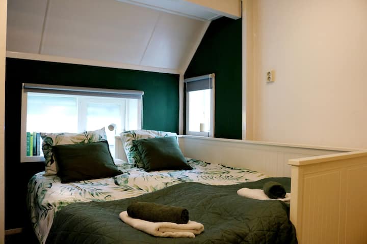 Pull out bed, small but cosy bedroom downstairs