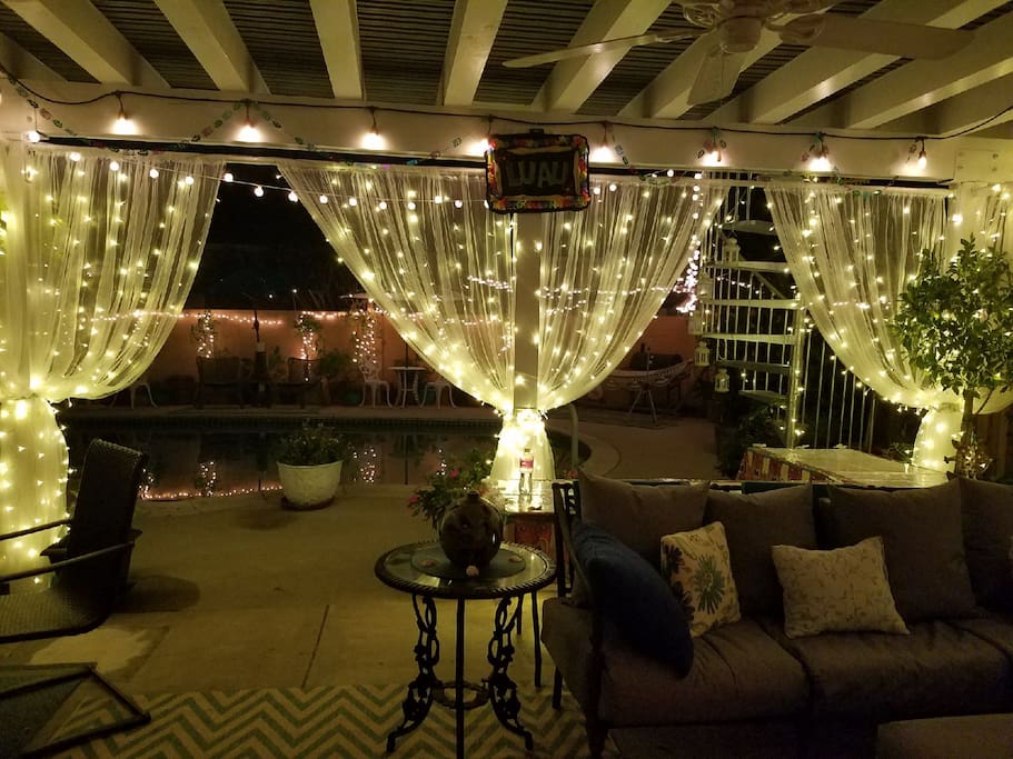 Beautiful patio at night