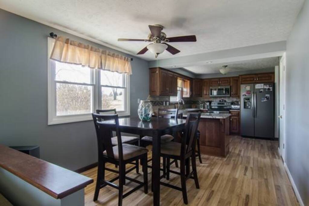 My dining and kitchen space are available for your use.