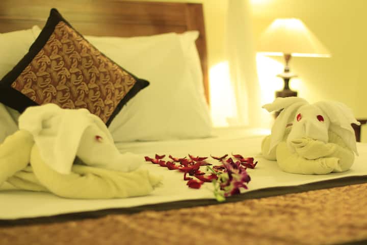 Funny towel on bed