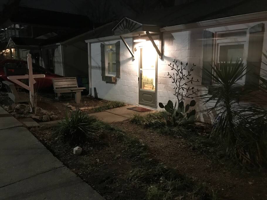 Front sitting space. Even cute at night.