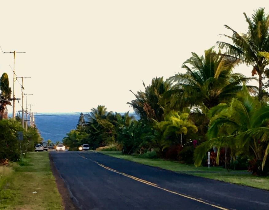 Looking down street at ocean less then 1 km from house