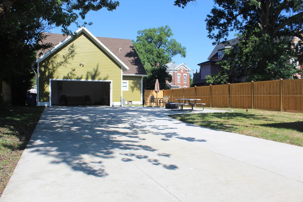 Off street parking, + private patio and fire pit.