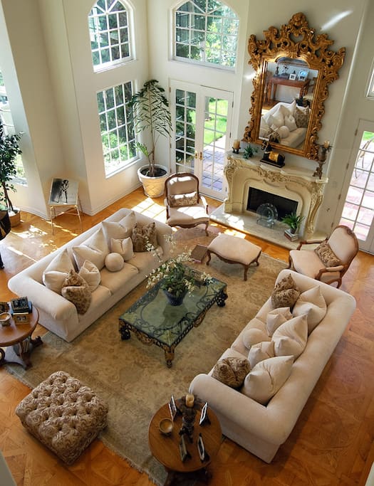 Stunning formal living room, with sky high ceilings