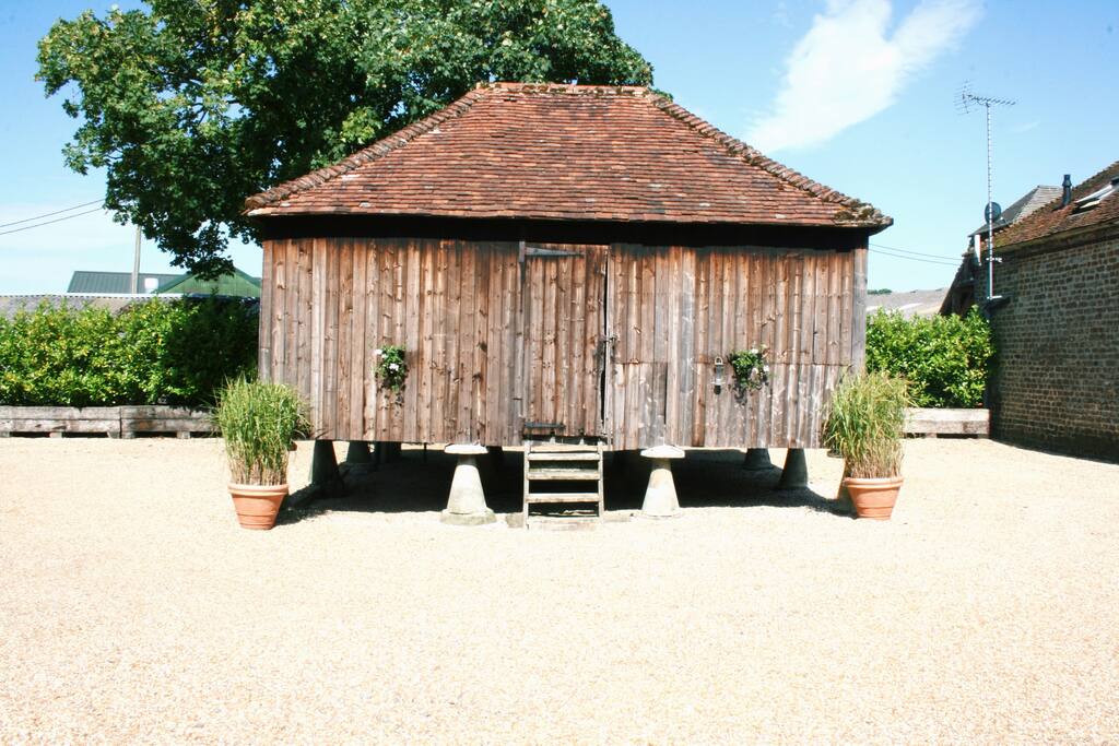 Just one of the unique buildings in the courtyard. Used by resident swallows, April - September!