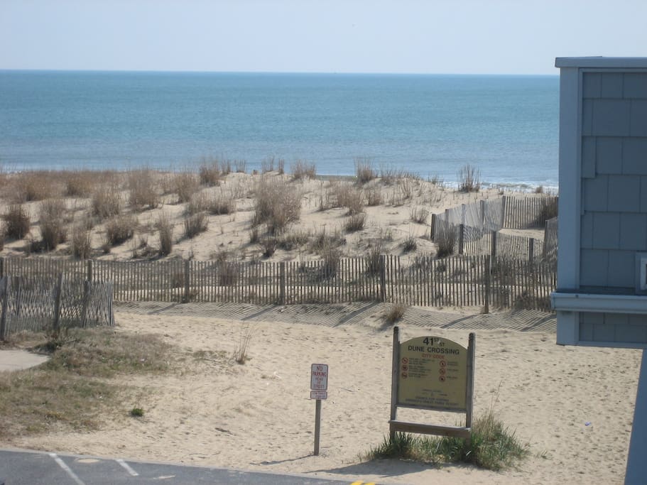 View of dune and beach taken from steps