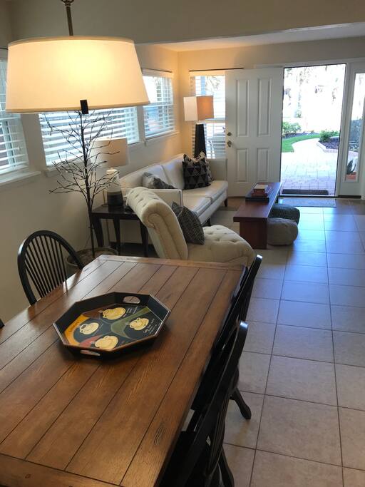 Come into the living and dining areas to begin your stay