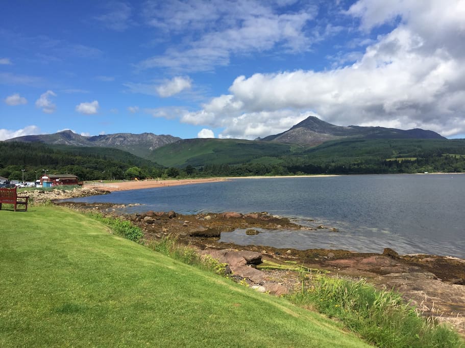 Views over Brodick Bay to the Mountain of Goatfell