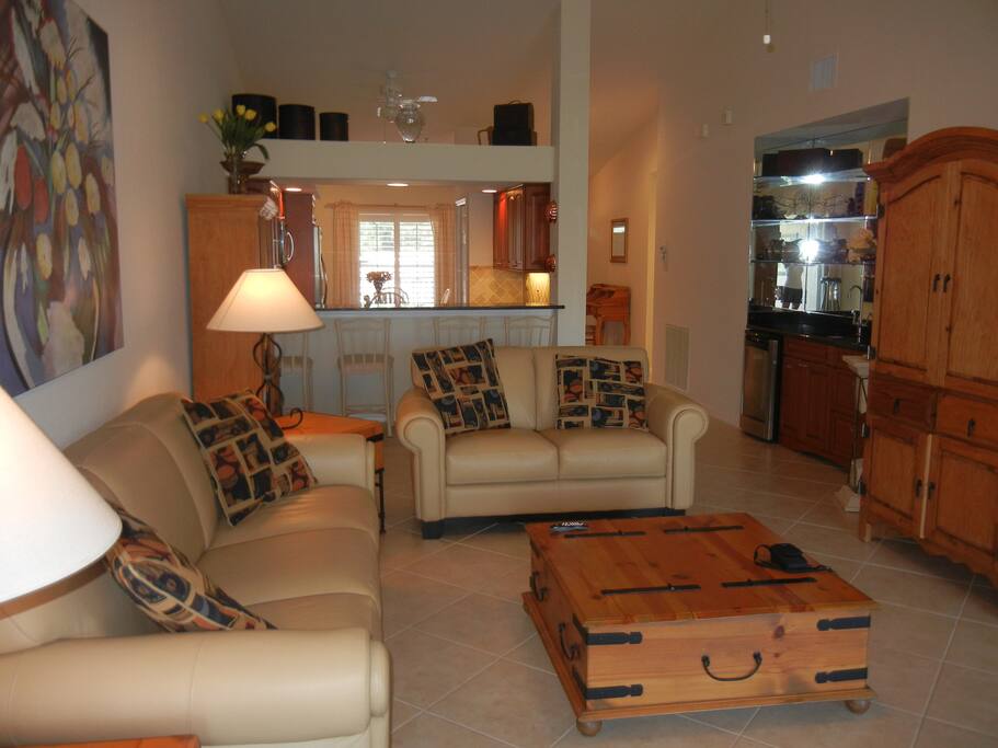 Family Room With Wet Bar and Wine Frig
