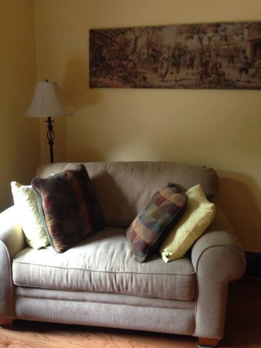 Fu Lion suite, room 2 (study) with sofa bed, pac n play in closet