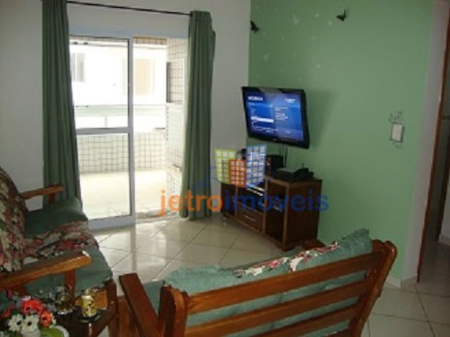 sala de estar integrada com terraço gourmet