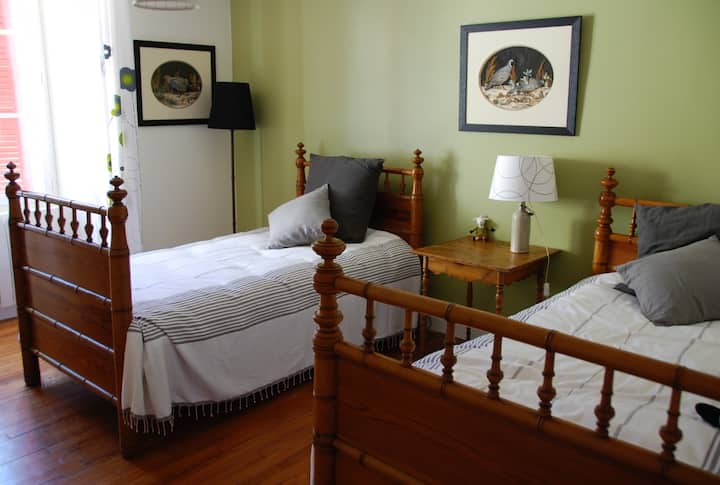 vogelkamer (2 bedden 1 plek en mogelijkheid om een kinderbedje toe te voegen