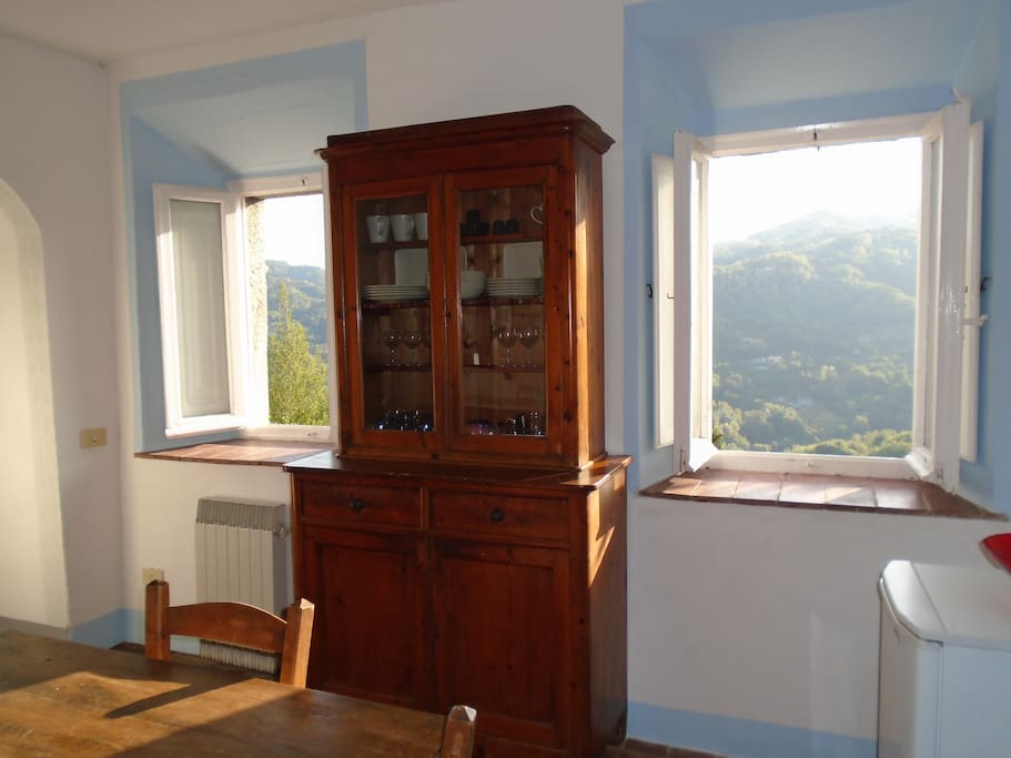 Bright and beautiful kitchen with windows over the views