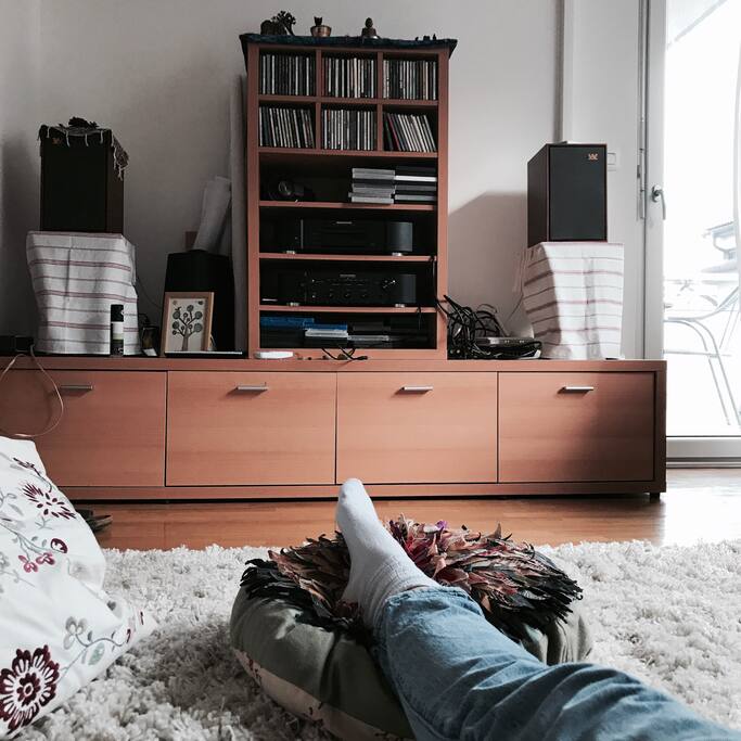Use a couch or soft flor to relax or get focused with a book, movie etc.