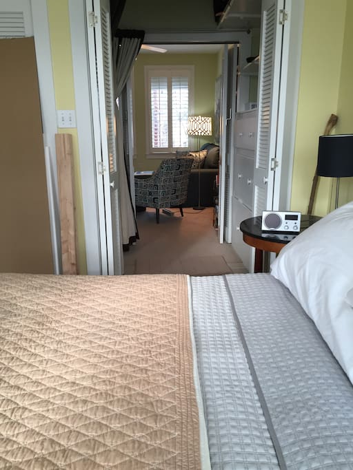 View from bedroom to sitting room in the suite.