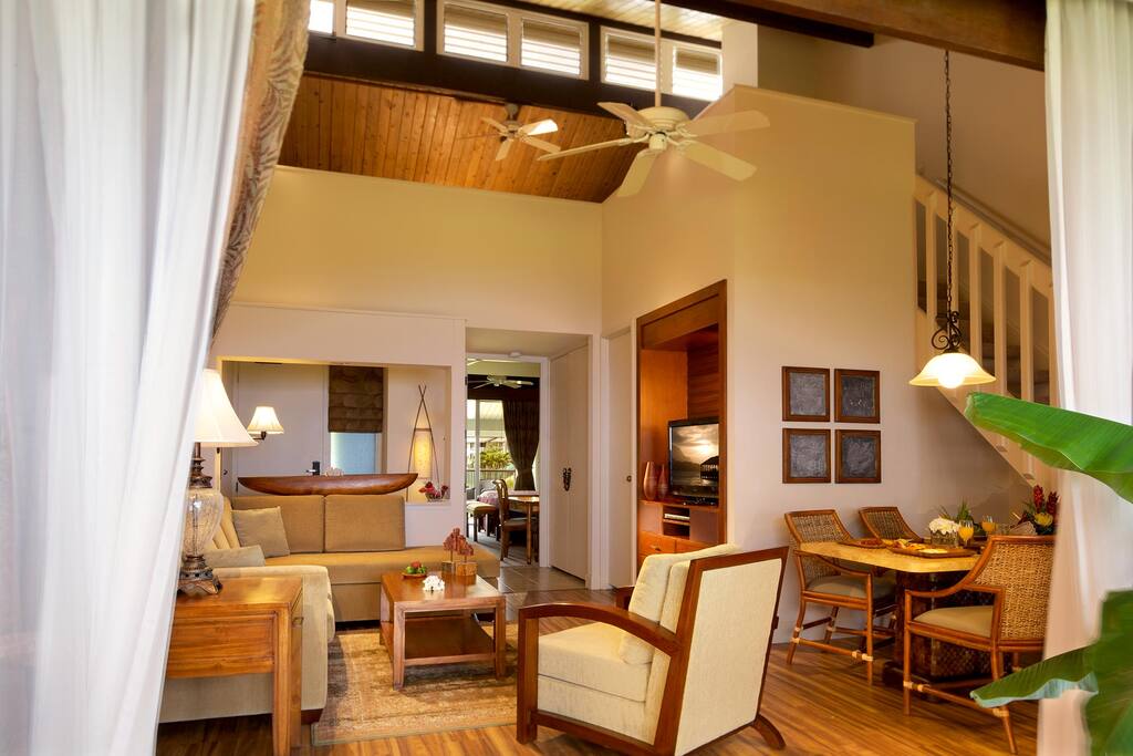 Living Room with loft view