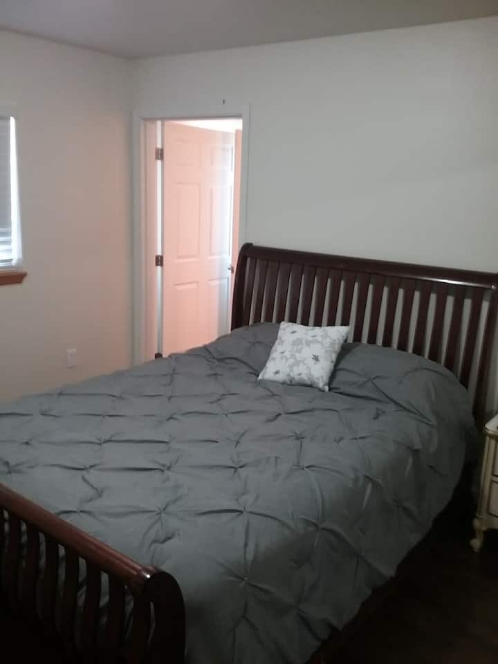 配备42英寸电视和遮阳卫生间的标准双人床 