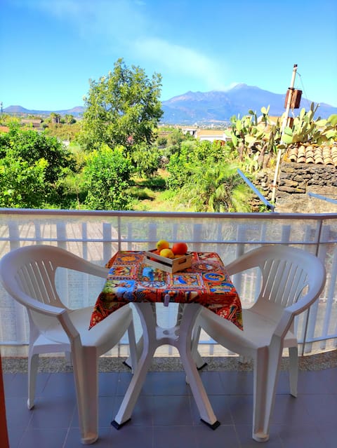 House with views of Mount Etna 200 metres from the sea