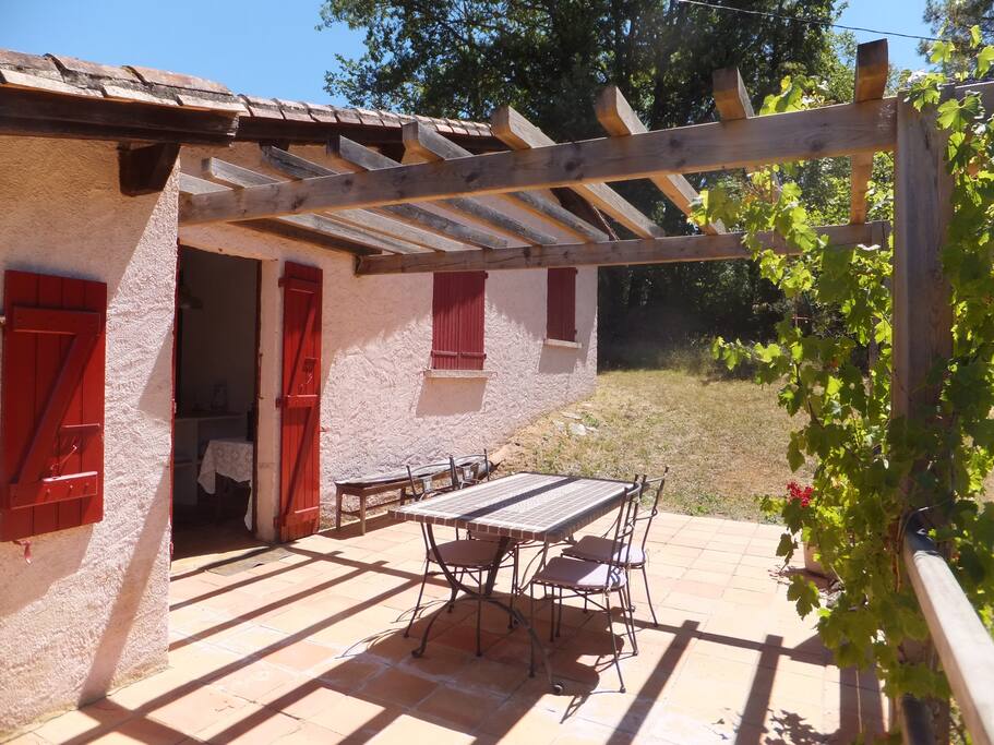 Cottage verandah and large table