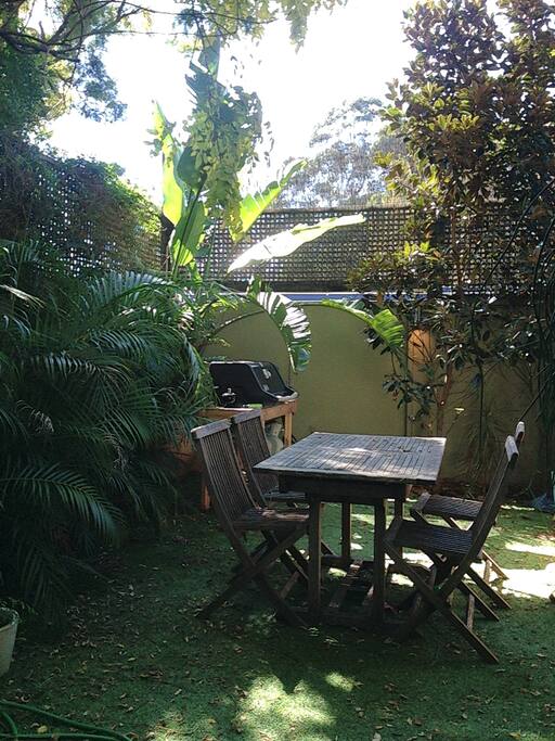 North-facing sun filled garden. You are welcome to use BBQ.