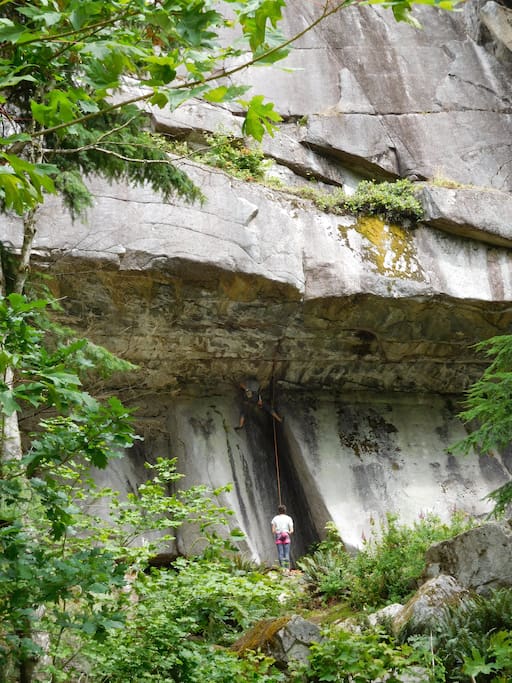 Walking distance from our house are many opportunities to hone your climbing skills.